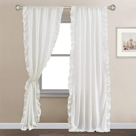 White Ruffle Curtains For Bedroom Shabby Chic Trim Faux Silk Privacy Ds Dining Room Bathroom Canopy Bed W52 X L84 Inches 2 Panels Canada White Ruffle Curtains For Bedroom, How To Iron Faux Silk Curtains