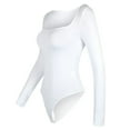 thumbnail image 4 of Bodysuit Mujer Gibobby Sexy Lencería Manga Larga Cuello Cuadrado Mono Mallas Top Blanco XL, 4 of 5