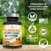 Turmeric Curcumin Supplement - 2400mg Organic Turmeric Per Serving - 95% Curcuminoids & BioPerine Black Pepper Extract for Best Absorption - Natural Vegan Joint Support, Bottled in USA - 120 Capsules