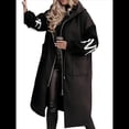 thumbnail image 1 of Chaqueta Cortavientos de Punto con Capucha y Larga para Mujer, de Gran Tamaño, Informal, con Cordón Ajustable en la Cintura y Cremallera. Negro L, 1 of 7