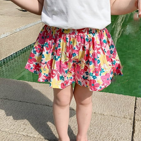 

DTBPRQ Girl s Shorts Skirt Leopard Print Wrap Knot Side Short Skirt Elastic Waist Ruffle Hem A Line Tiered Skirt