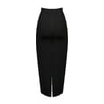 thumbnail image 3 of Black High-Waisted Pencil Skirt With Back Slit Mid-Length Slim Fit, 3 of 8