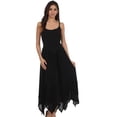 thumbnail image 5 of Sakkas Rayon Embroidered Stonewashed Adjustable Spaghetti Straps Long Dress - Black - S/M, 5 of 6