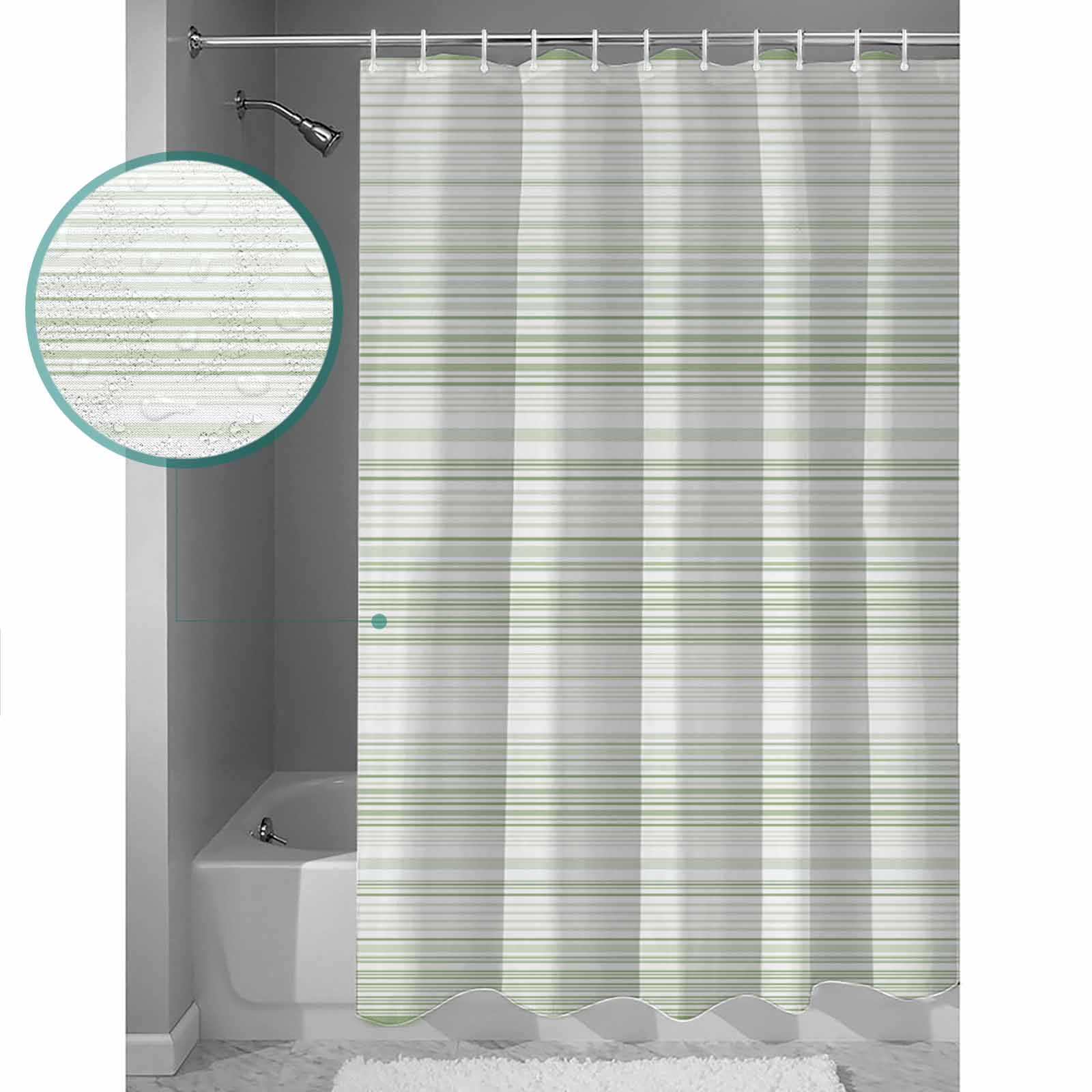 Small Stall Shower Curtain 48x72 Inch Narrow Half Size Sage Green Stripe Bath Curtains Bathroom Decor Abstract Art Modern Vertical Striped Waterproof Fabric Shower Curtain Set with Hooks 48 Inch