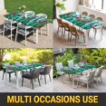 thumbnail image 5 of Abstract Green Table Cloths for 3 Foot Rectangle Tables, Painting Buildings Geometric Color Block Patio Waterproof Elastic Fitted Tablecloths, Washable Rectangular Table Cover for Camping, 5 of 8