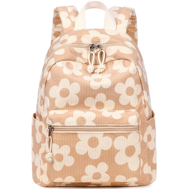 Mochila Bluboon Mini para niñas pequeñas con estampado floral de pana
