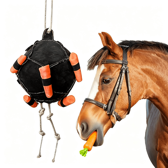 CCOCC Horse Carrot Ball,55X25Cm Oxford Cloth Horse Treat Ball Hay Feeder Toy,Treat Dispenser and Hay Holder,Horses Carrot Feeding Balls Toy,Hanging Feeding Toys for Paddocks Fence Outdoor Indoor