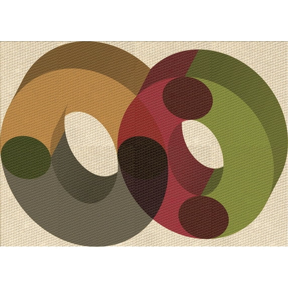 Ahgly Company Machine Washable Indoor Rectangle Transitional Fall Leaf Brown Green Area Rugs, 2' x 3'