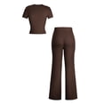 thumbnail image 5 of MSJUHEG Sleeveless Round Neck Tank Tops Beach Vacation Clothes for Women Two Piece Sets for Women Dressy Summer Work Outfits for Women Lounge Sets for Women Sets for Women Brown M, 5 of 9