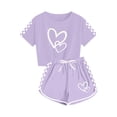 thumbnail image 6 of Eltusu Girls Outfit Sets, Elastic Waist Crew Neck Short Sleeve T-Shirts & Shorts Sets Purple Size 5-14 T, 6 of 7