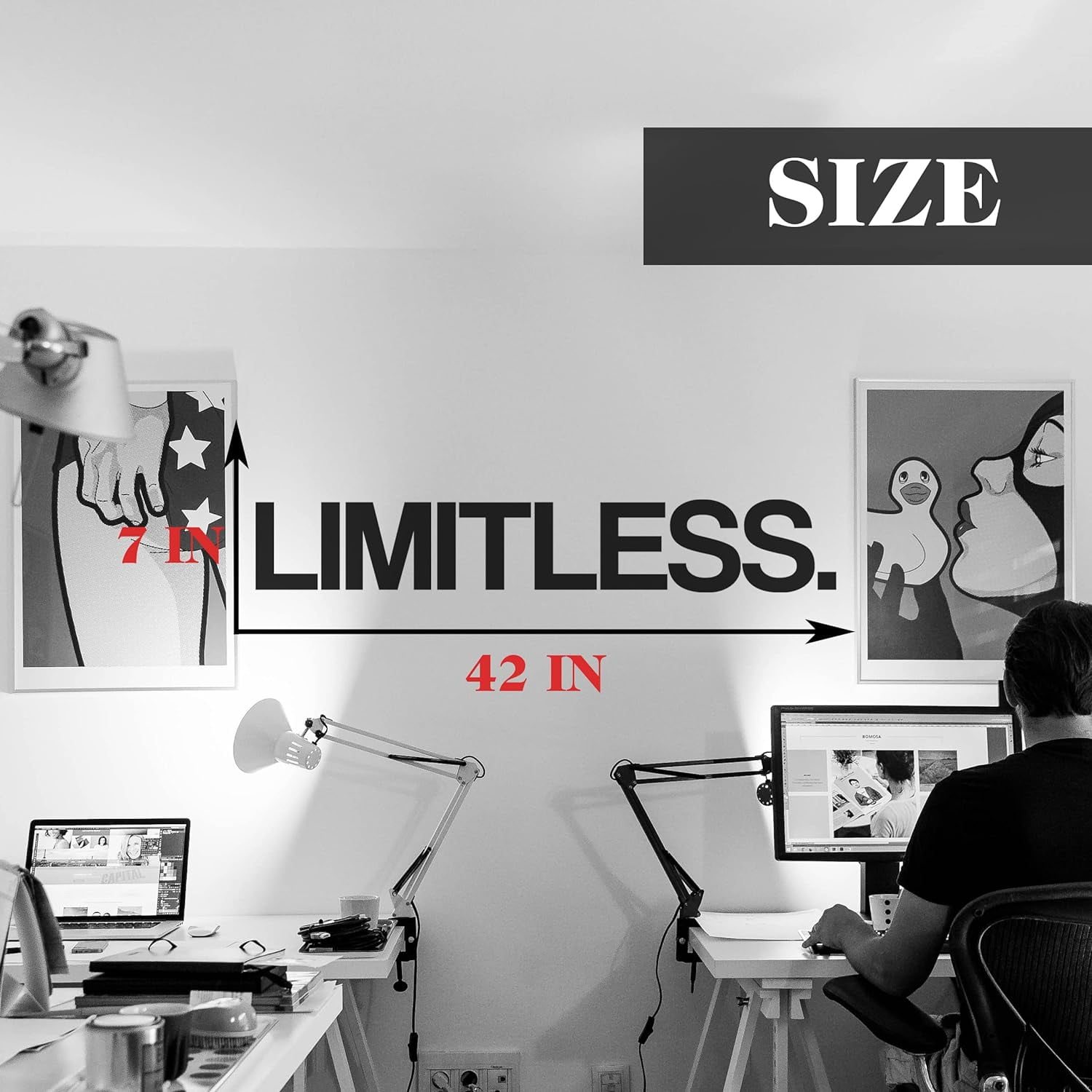 QTH Limitless Wall Decal Sticker Quote for Office Home Gym Decor Inspirational Words and Sayings Motivational Positive Affirmations
