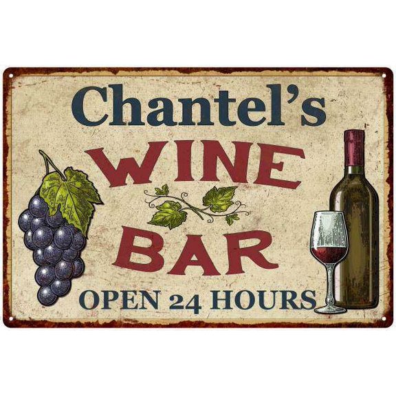 Chantel's Rustic Wine Bar Sign Wall Decor Kitchen Gift 16 x 24 Matte Finish Metal 116240056840