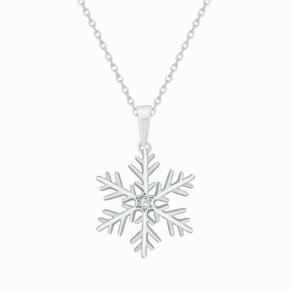 Cali Trove Diamond Snowflake Pendant Necklace, 1/20 Ct Natural Diamond, 925 Sterling Silver, 18" Chain, Winter Jewelry Gift for Women