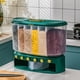 thumbnail image 4 of Contenedor de almacenamiento de alimentos, cubo separado para arroz, 6 rejillas con tapa hermética, 10 l, para cereales verde, 4 of 9