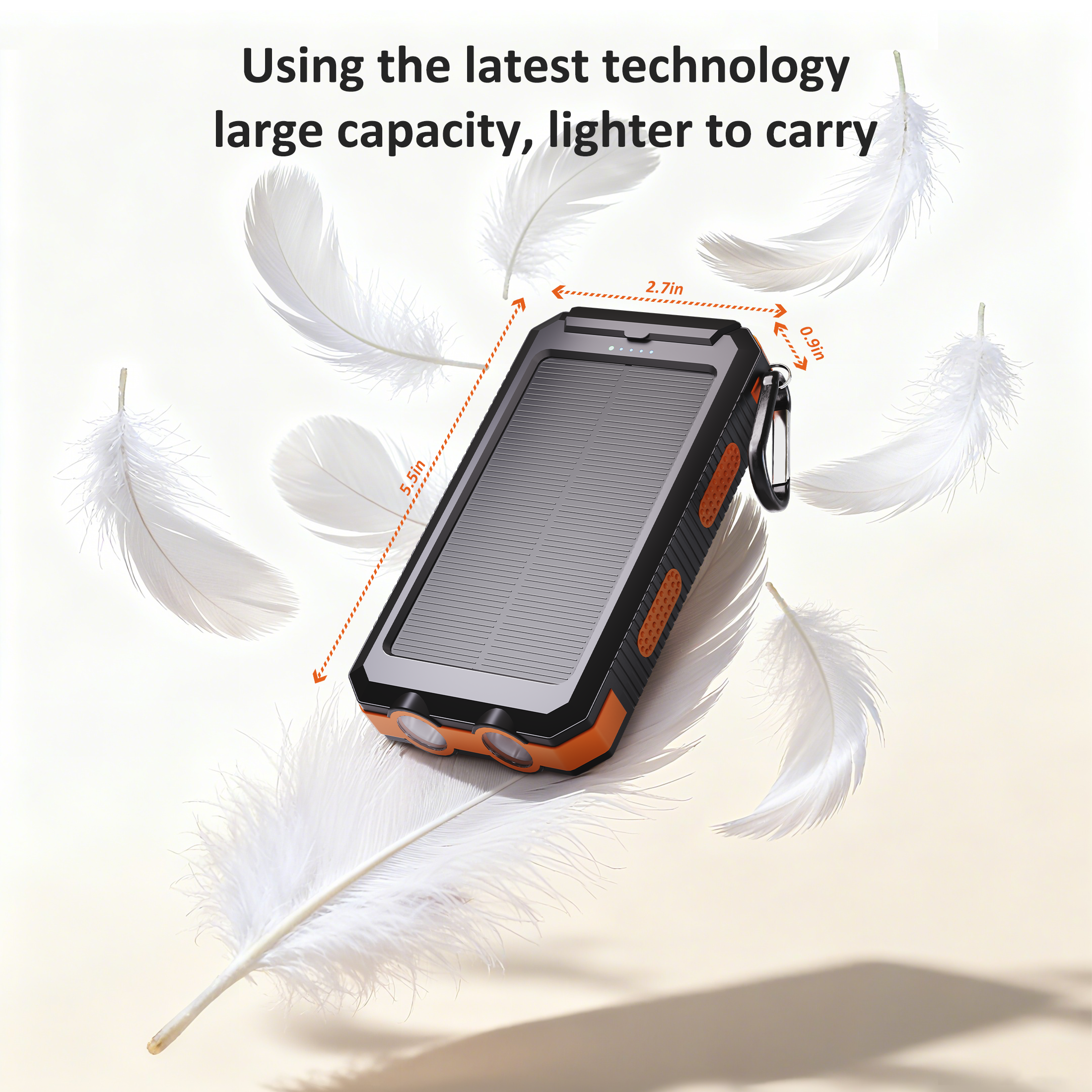 Solpowben 20000mAh Solar Power Bank with Dual USB, Orange photo 7