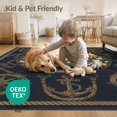 thumbnail image 4 of ODIKA 2'x3' Washable Throw Rug Non-Slip, Low Profile, Flatwoven, Easy Care Octopus Koi Pirate Creature Maritime Motif Symmetrical Cartoon for Hallway, Study Room, 4 of 7