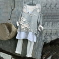 thumbnail image 5 of CFLVAEK Oversized Gauze Long Sleeve Linen Blouses for Women Plus Size Elegant Floral Print Scoop Neck Shirt Casual Batwing Shirts Lightweight Beach Vacation T Shirts Resort Wear, 5 of 7