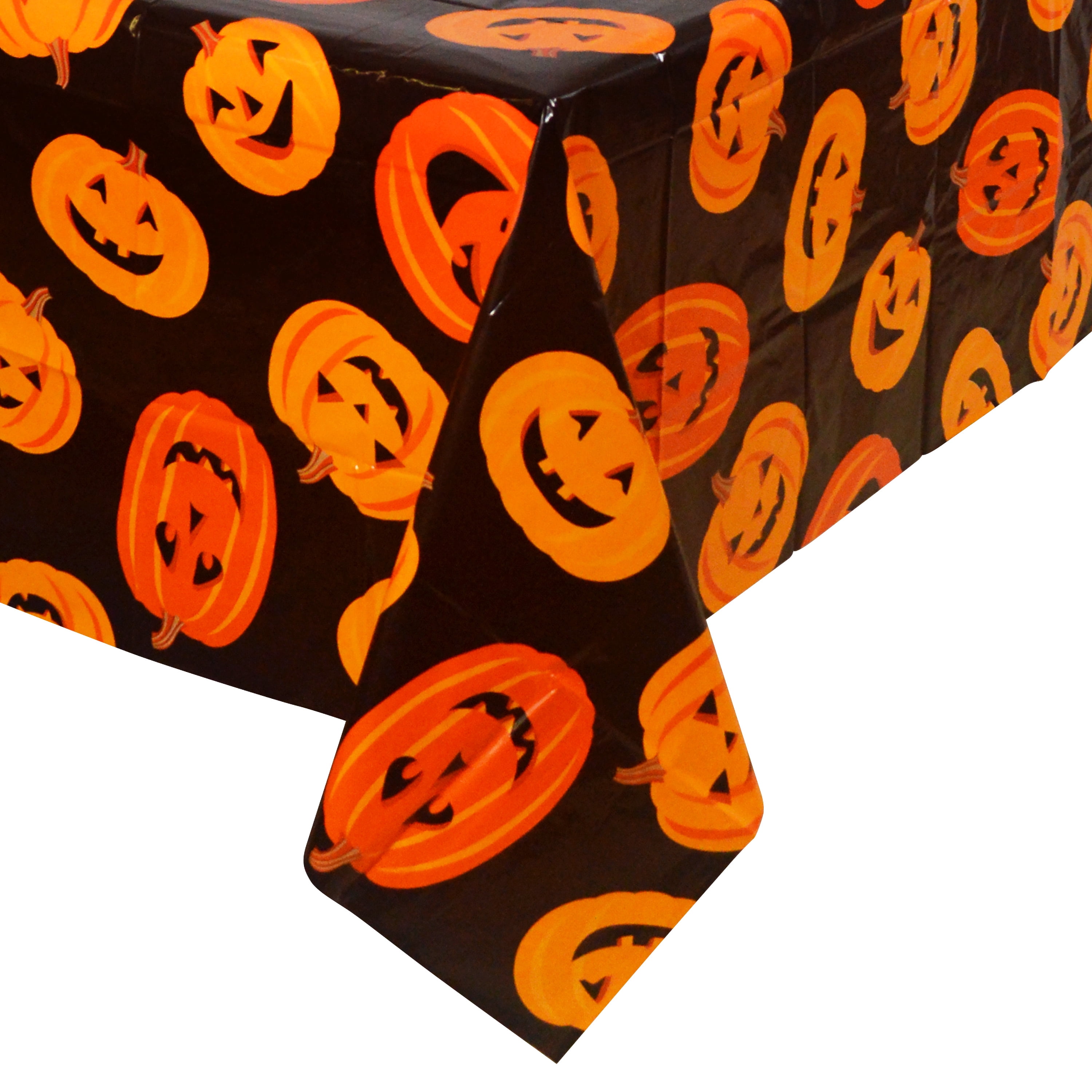 Pumpkin Tablecloth, Black & Orange, 54" x 84", 3 Count, Halloween by Way To Celebrate