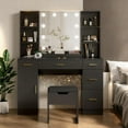 thumbnail image 1 of BeesClover Ensemble de Coiffeuse Style Ferme avec Miroir Éclairé, Coiffeuse Moderne de 56 Pouces avec Station de Recharge et Étagères de Rangement, Table de Toilette pour Femmes et Filles, 3 Modes d'Éclairage, Luminosité Réglable, 1 of 7