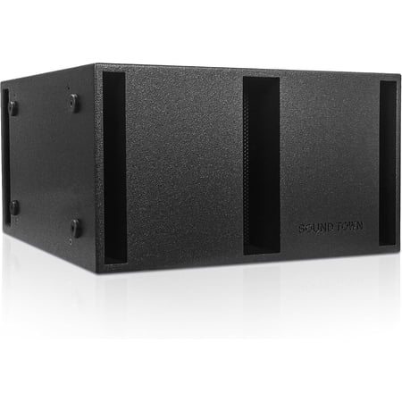 Sound Town Dual 12" 2400W Powered PA Subwoofer with Speaker Output, DSP, Birch Plywood, Folded Horn Design, TWS Bluetooth, Black for Lounge, Club, Bar, Theater, Restaurant, Church (CARME-212SPW1.1)