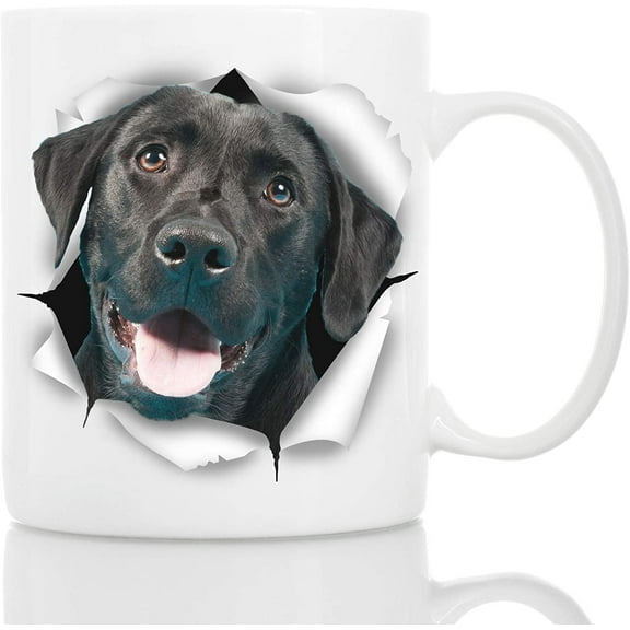 Cute Black Labrador Dog Mug - Ceramic Funny Coffee Mug - Perfect Dog Lover Gift - Cute Novelty Coffee Mug Present - Great Birthday or Christmas Surprise for Friend or Coworker, Men and Women (11oz)