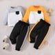 thumbnail image 3 of Gibobby Conjunto de ropa de bebé Conjunto de ropa deportiva informal de dos piezas para niños pequeños, de retazos de manga larga, pantalones de Color sólido(Gris,4-5 Años ), 3 of 4