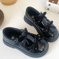 thumbnail image 5 of YunPes Girls Burgundy Shoes Patent Leather Hook and Loop Dress Shoes with Bowknot Kids Chunky Platform Loafers School Uniform Shoes, 5 of 6