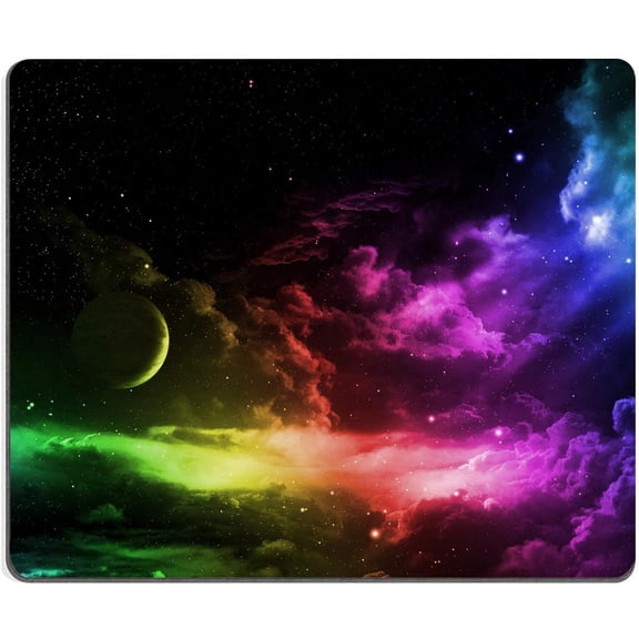Mouse Pad, Gaming Mouse Pad, Galaxy Mouse Pad, Aurora Light Pattern Green and Purple Design Mouse Pads, Square Waterproof Mouse Pad Non-Slip Rubber Base MousePads for Office Home Laptop Travel