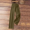 thumbnail image 5 of Women's Cotton Linen Straight Wide Leg Pants, Mid Elastic Waist Drawstring Casual Trousers, Pockets Solid Color Soft Lightweight Flowy, Business Casual Lounge Summer Beach,, 5 of 7
