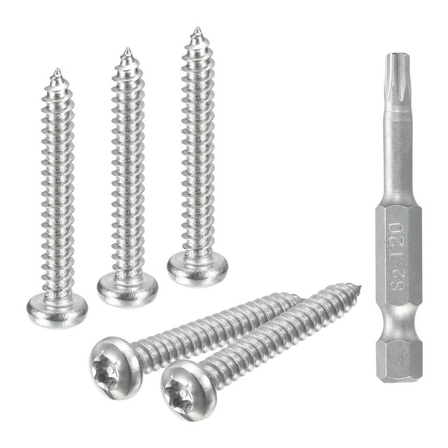 #8 x 1-1/4" Torx Security Screws, 30Pack Button Head, Self Tapping Screws, 304 Stainless Steel, with Bit T20