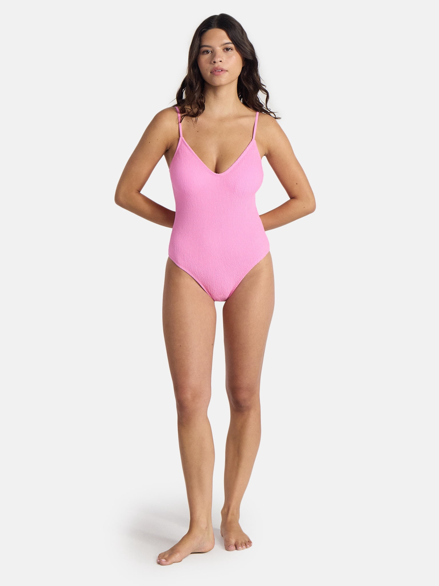 No Boundaries Crinkle One-Piece Swimsuit, Women’s