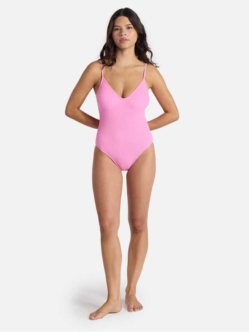 No Boundaries Crinkle One-Piece Swimsuit, Women's - Walmart.com