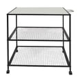 thumbnail image 5 of ToppiJoy 3 Tiers Outdoor Grill Dining Cart Kitchen Storage Rack with 4 Wheels Hold up 44.09lbs, Food Prep Worktable Movable BBQ Trolley Grill Dining Cart with a Handle Black, 5 of 28