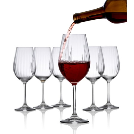 Crystal Wine Glasses Set of 6 Bezrat Classic Beautifully Designed Stemmed 100% Lead-Free Premium Crystal Wine Glasses Drinking Goblets Glasses Set 16 Ounces ()