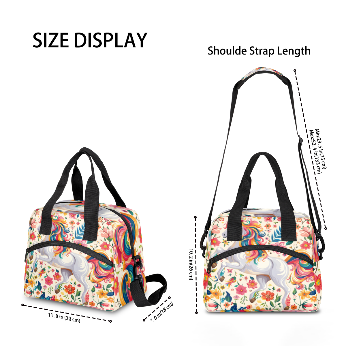 Herdesigns Unicorn Insulated Lunch Bag for Women Men Adults Large Reusable Lunch Box Colorful Animal Leakproof Cooler Tote Bags with Adjustable Shoulder Strap