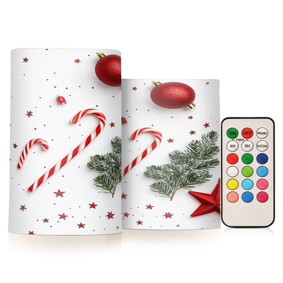 2 PCS Flameless Candles with Remote Timer LED Battery Operated Flickering Candle Light for Wedding Table Home Decoration Gifts Christmas Composition