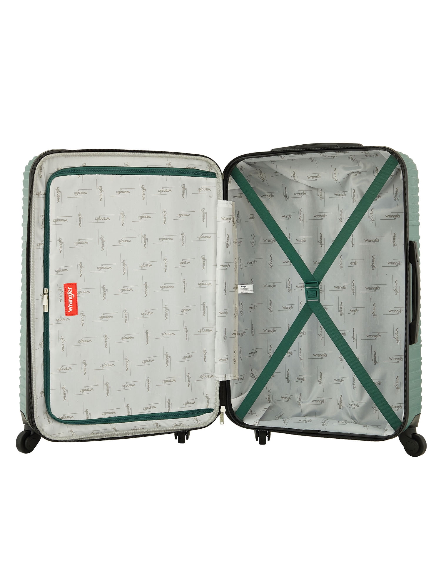 Wrangler 4 Piece Expandable Hardside Spinner Luggage Set with Packing Cubes, Green