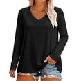 thumbnail image 3 of Women's Long Sleeve V Neck T Shirt Soft Comfy Casual Sleep Pajama Top, 3 of 6