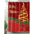 thumbnail image 2 of Fsddascl Merry Christmas Shower Curtain Set - Small 36" x 72" Washable Bathtub Curtain with 12 Hooks, Xmas Pine Tree Branch Red Bow New Year Waterproof Fabric Stall Shower Curtains for Bathroom, 2 of 6
