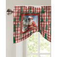 Tie Up Curtains Valances for Bedroom Rod Pocket Green Xmas Tree Red