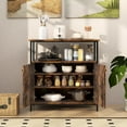 thumbnail image 4 of Buffet Cabinet, Industrial Storage Cabinet with Doors and Shelves, Wood Buffets & Sideboards, Farmhouse Coffee Bar, Rustic Console Table for Kitchen, Dining Living Room, Entryway, 4 of 9