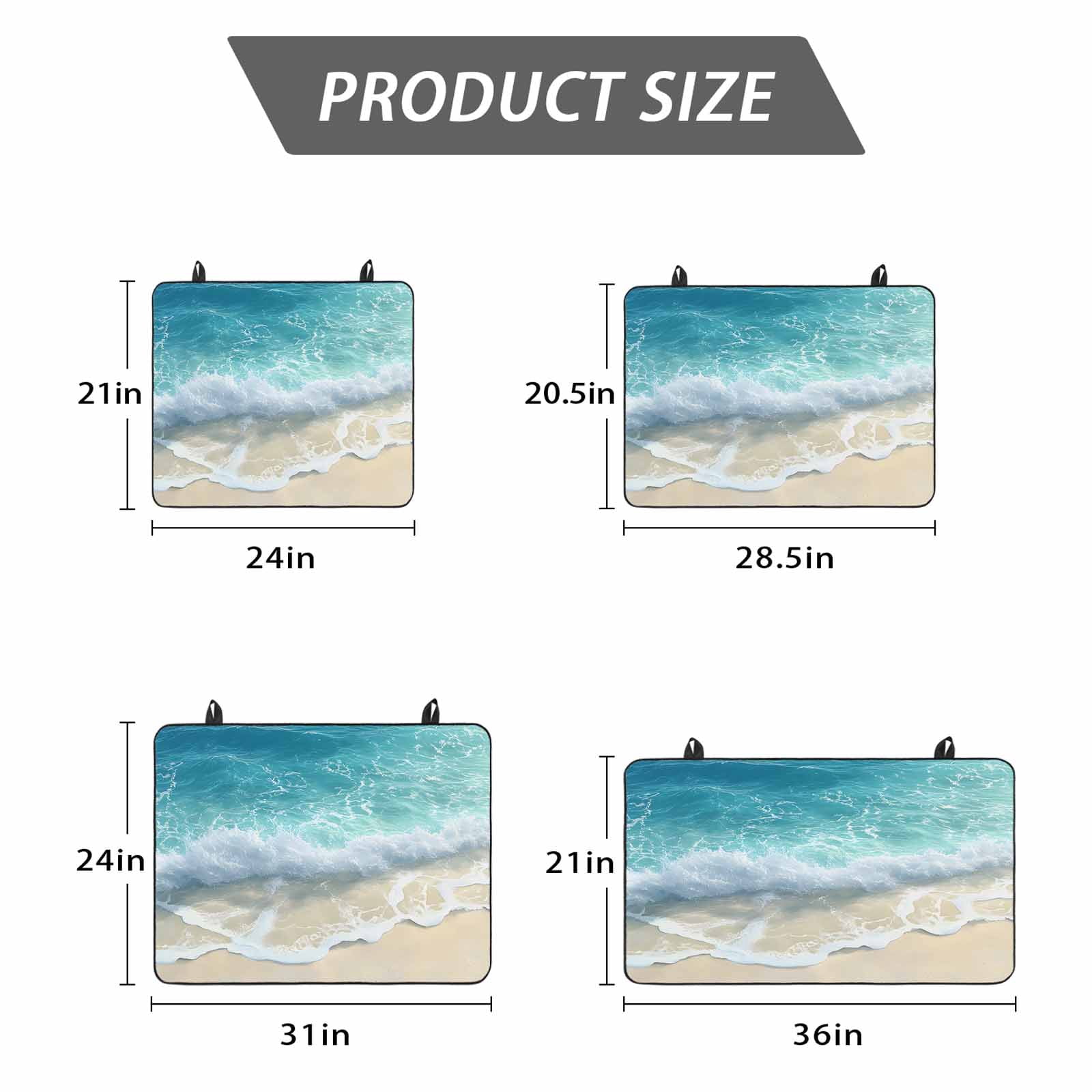 Aqua Blue Beach Stove Top Cover for Electric Stove, Heat-proof & Non Slip Glass Top Stove Cover Protector, Coastal Seawaves Sand Shore Scenery Kitchen Flat Cooktop Rubber Mat 24x21 Inches