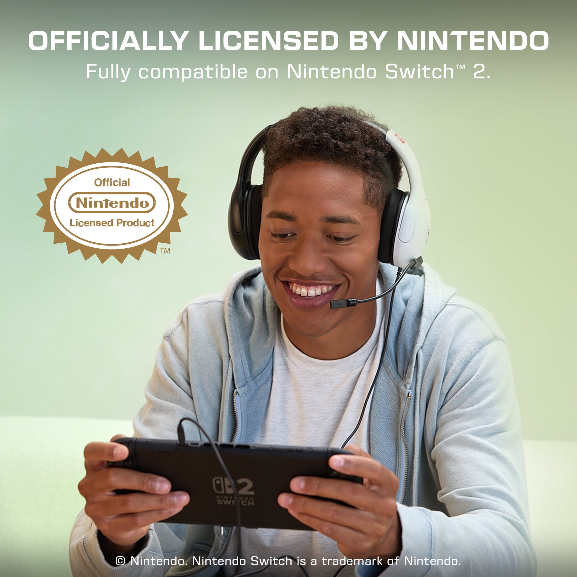 Casque de Gaming Filaire Turtle Beach Airlite Fit: Blanc Noir - Sous Licence Officielle pour Nintendo Switch 2, Nintendo Switch - Durable, Léger