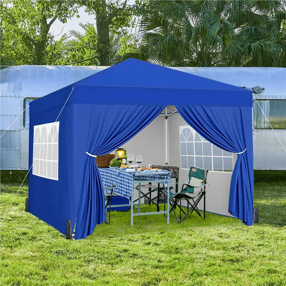 Renwick 12x12 Ft Pop Up Canopy Tent with 4 Sidewalls, Blue