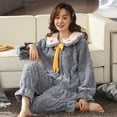 thumbnail image 6 of Women's Fuzzy Pajama Sets 2 Piece Pjs Cozy Fleece Warm Sleepwear Oversized Pullover Pants Sets Loungewear for Winter, 6 of 7