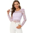 thumbnail image 1 of Top de encaje de blubordade manlarcon soplo semitransparente vintage pamujer Morado Claro XS, 1 of 5