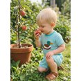 thumbnail image 5 of BemeyourBBs Newborn Baby Boy Duck Outfits Cute Infant Boys Summer Clothes Mallard Embroidered Striped Crew Neck Short Sleeve Romper and Shorts 2 Pcs Set, 5 of 9
