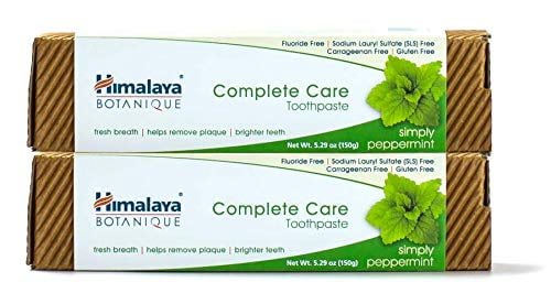 Himalaya Botanique Complete Care Toothpaste, Simply Peppermint, Plaque Reducer for Brighter Teeth and Fresh Breath, 5.29 oz, 2 Pack