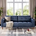 thumbnail image 3 of IDEALHOUSE Blue Sofa Bed, Modern Faux Leather Oversized 3-Seater Couch, Living Room Furniture, 3 of 7