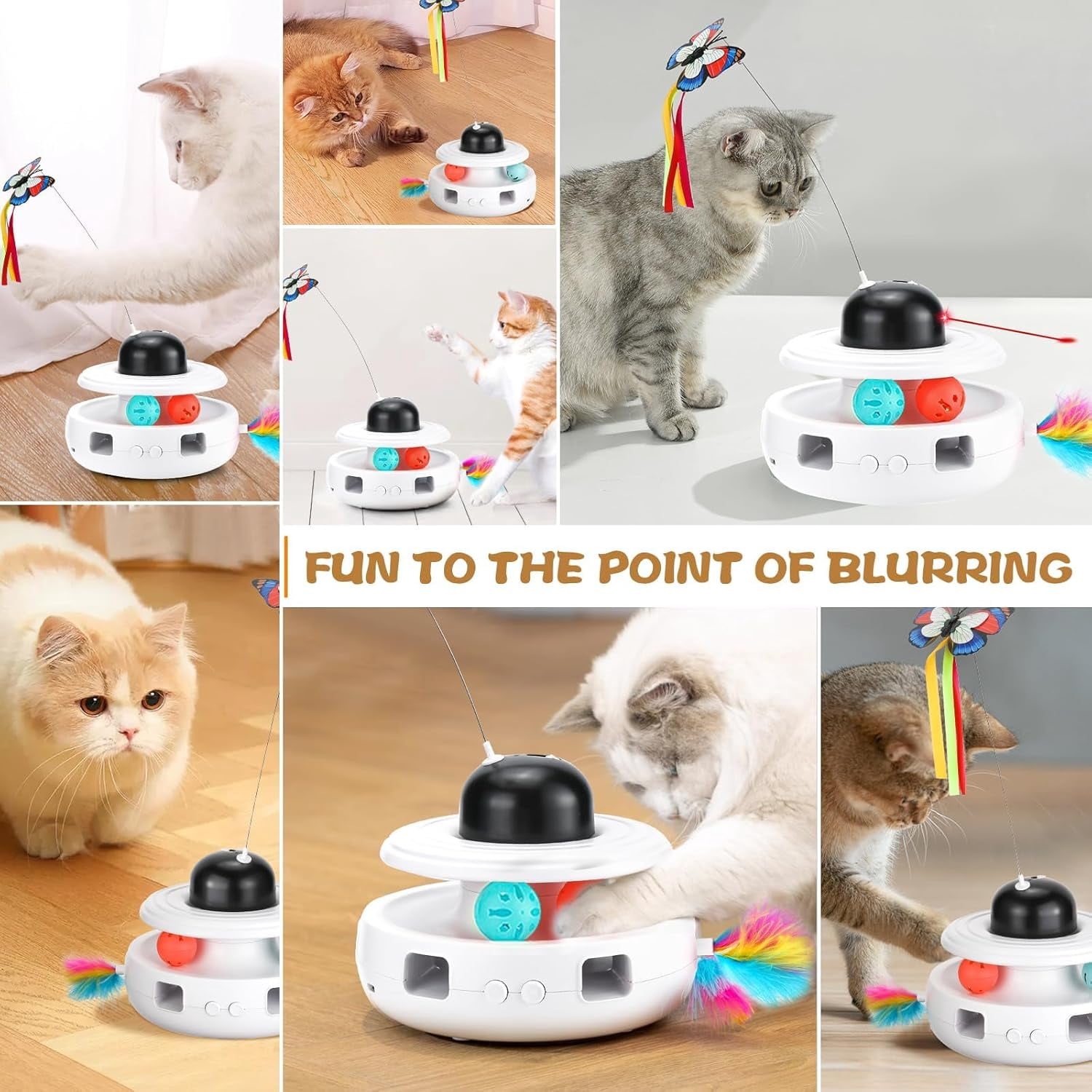 Automatic Cat Toy with Laser, Rotating Butterfly & Track Balls, Interactive Pet Enrichment